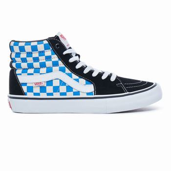 Férfi Vans Checkerboard Sk8-Hi Pro Magasszárú Cipő VA3248715 Fekete Kék